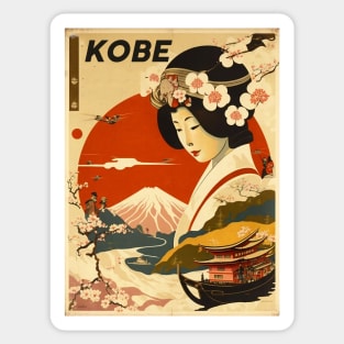 Kobe Japan Vintage Travel Art Poster Sticker